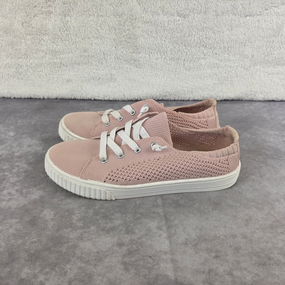 Madden Girl Womens Pink Knit Lace Up Low Top Sneakers Size 8.5